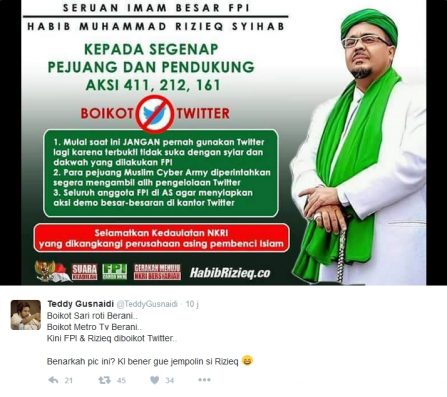 Meme provokatif yang diduga dibuat oleh Habib Rizieq source Twitter TeddyGusnaidi