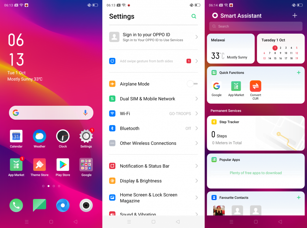 Antarmuka Oppo A5 2020