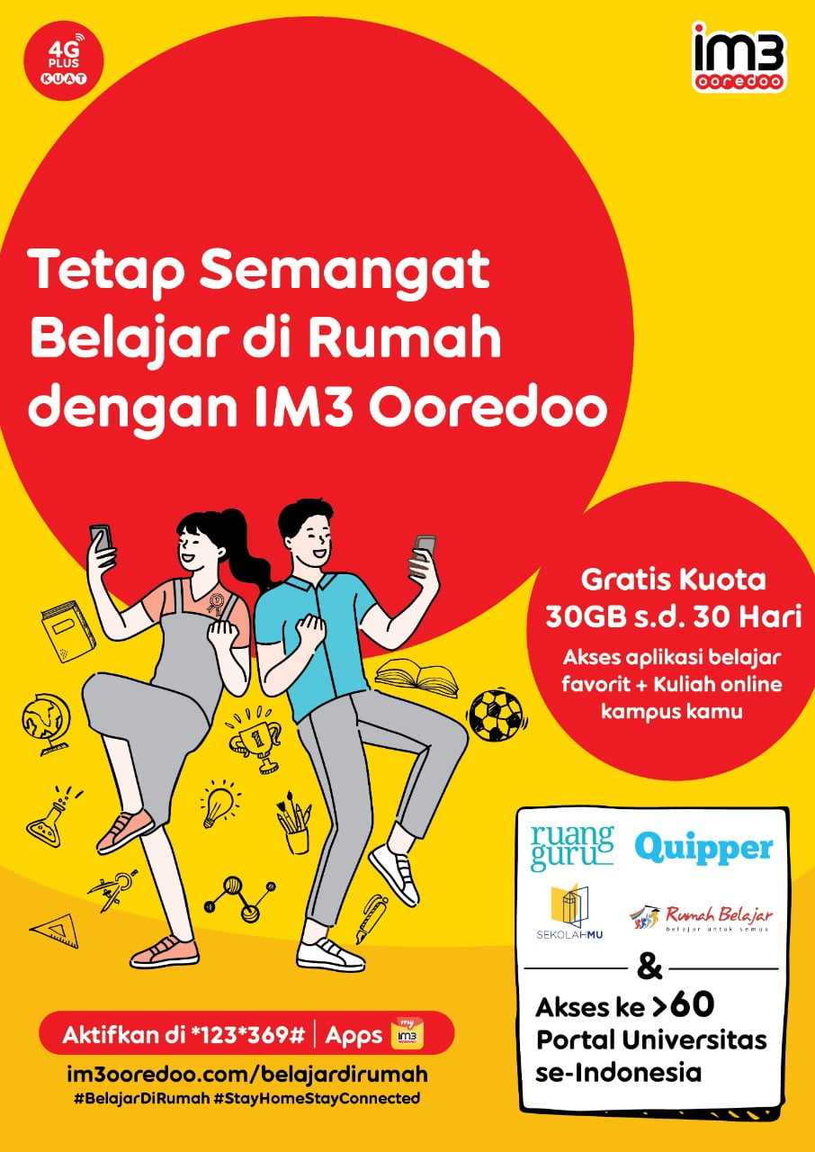 Indosat Ooredoo Berikan Kuota Gratis Selama 30 Hari untuk Belajar di Rumah Melalui Portal Belajar Online di 60 Universitas dan 4 Platform Digital