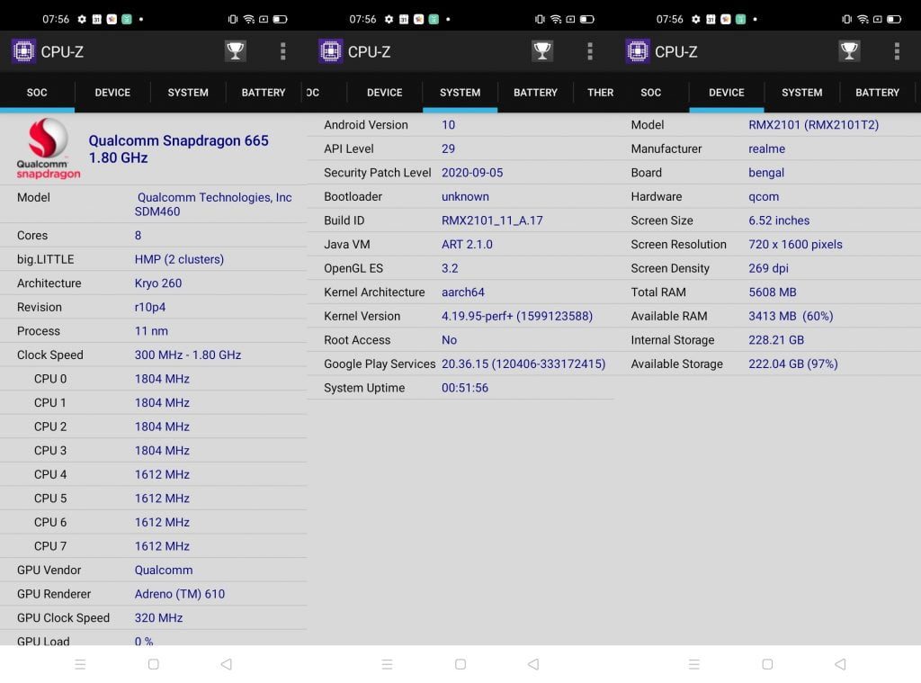 Screenshot CPU-Z realme C17