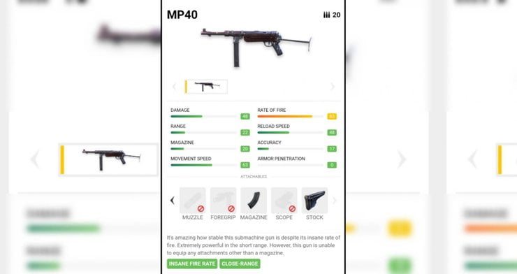 free fire gun sound mp40 stats de0b