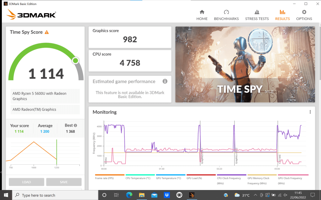 3DMark HP Pavilion Aero 13-BE0001AU