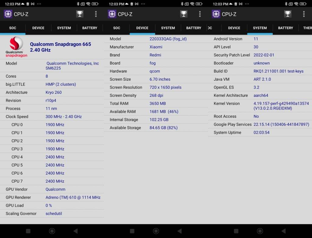 Screenshot CPU-Z Redmi 10C