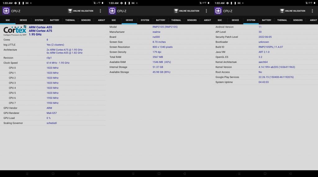 Screenshot CPU-Z realme Pad Mini