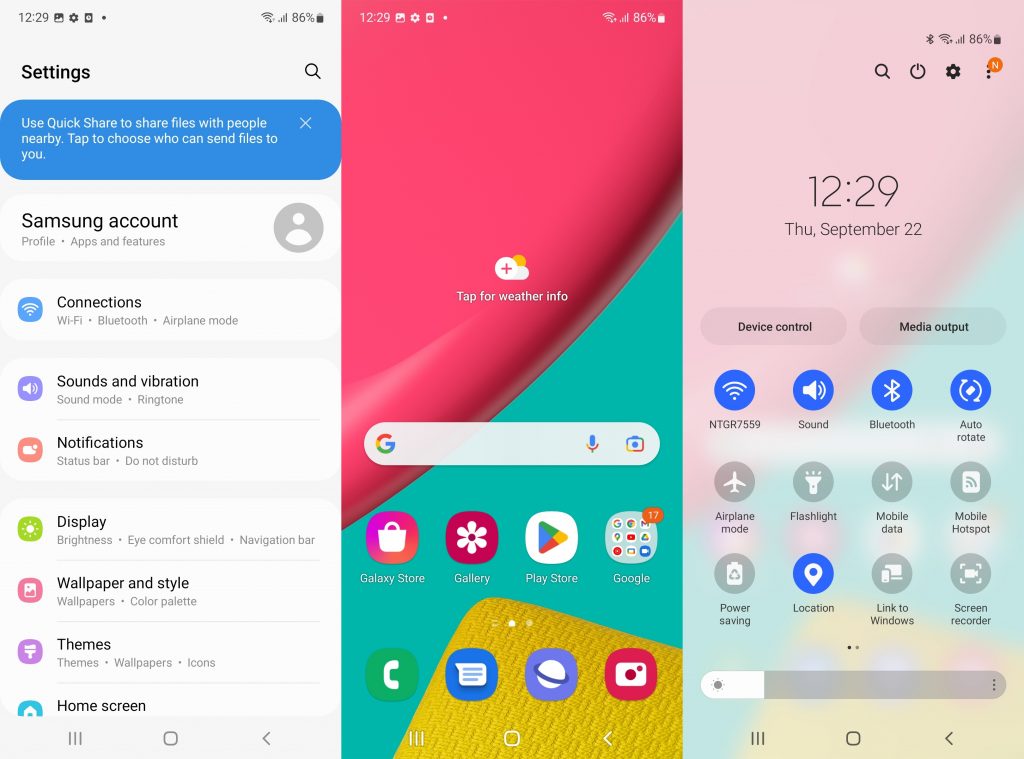 Antarmuka Samsung Galaxy M53 5G