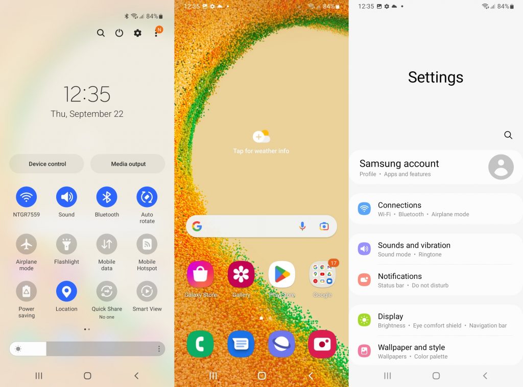 Antarmuka Samsung Galaxy A04s