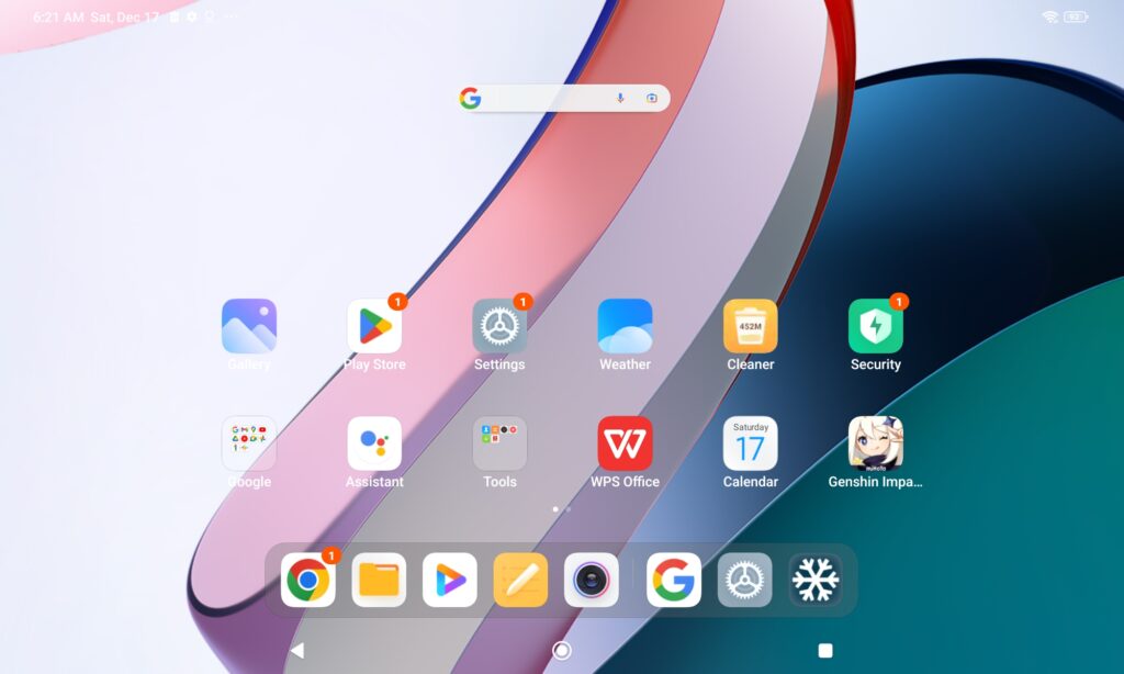 Interface Xiaomi Redmi Pad