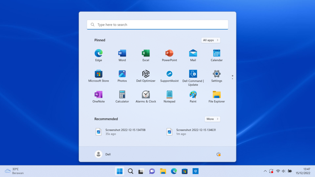 Tampilan Windows 11 Pro Dell Latitude 7330
