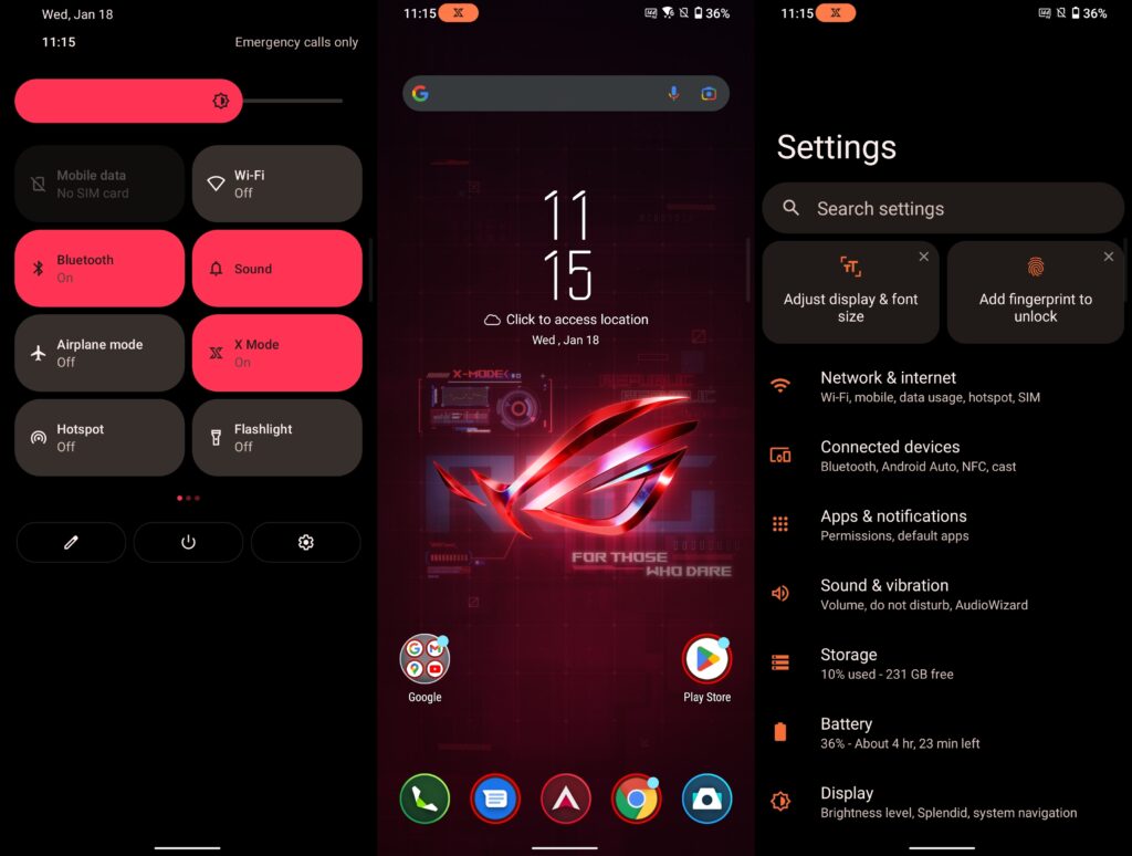 Antarmuka Asus ROG Phone 6