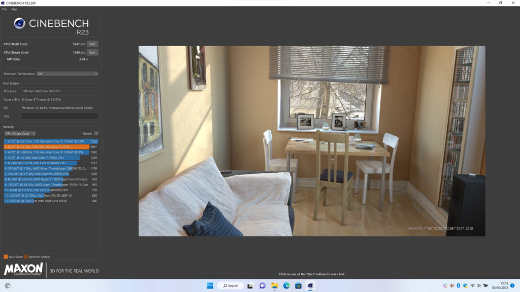 CineBench R23 Axioo MyBook Z6 Metal