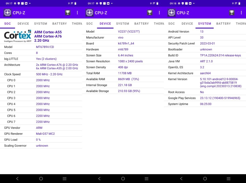 Screenshot CPU-Z vivo V27e