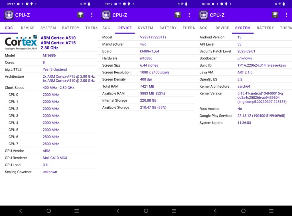 Screenshot CPU-Z vivo V27
