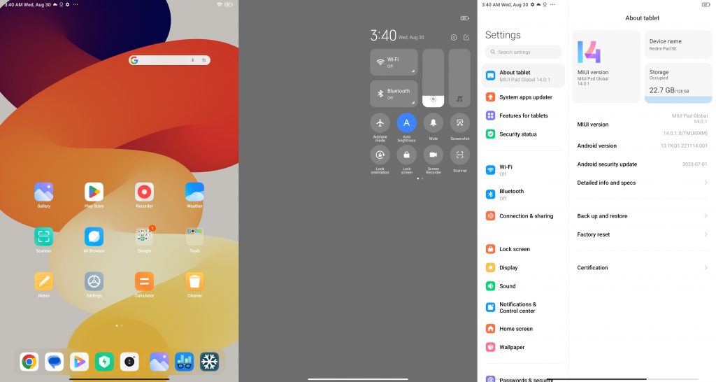 Antarmuka Xiaomi Redmi Pad SE