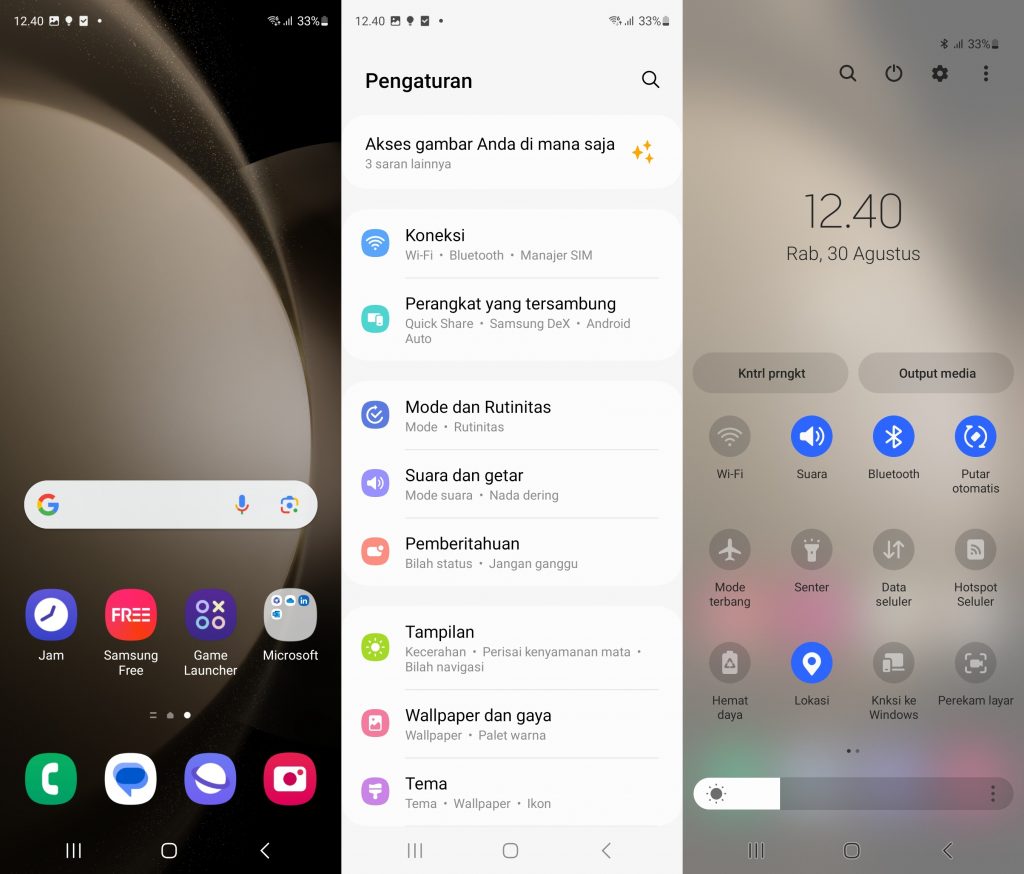 Antarmuka Samsung Galaxy Z Fold5