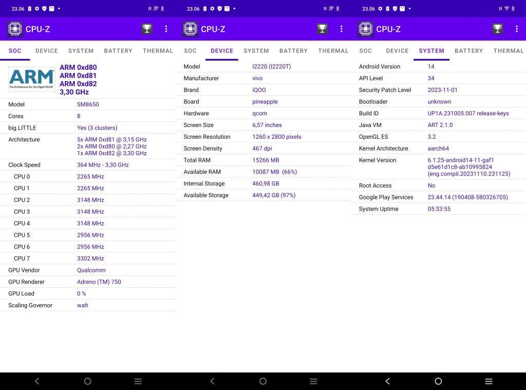 Screenshot CPU-Z iQOO 12
