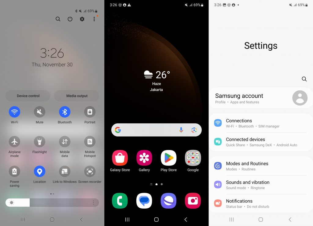 Antarmuka Samsung Galaxy S23 FE