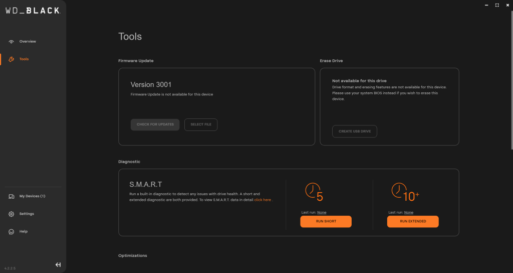 Aplikasi Dashboard SSD WD_BLACK P40