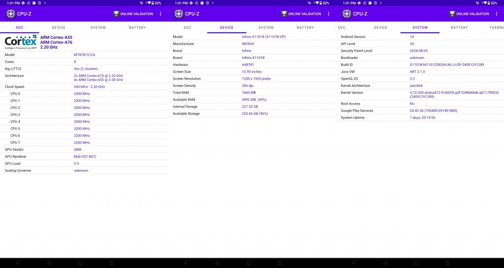 CPU-Z Infinix Xpad