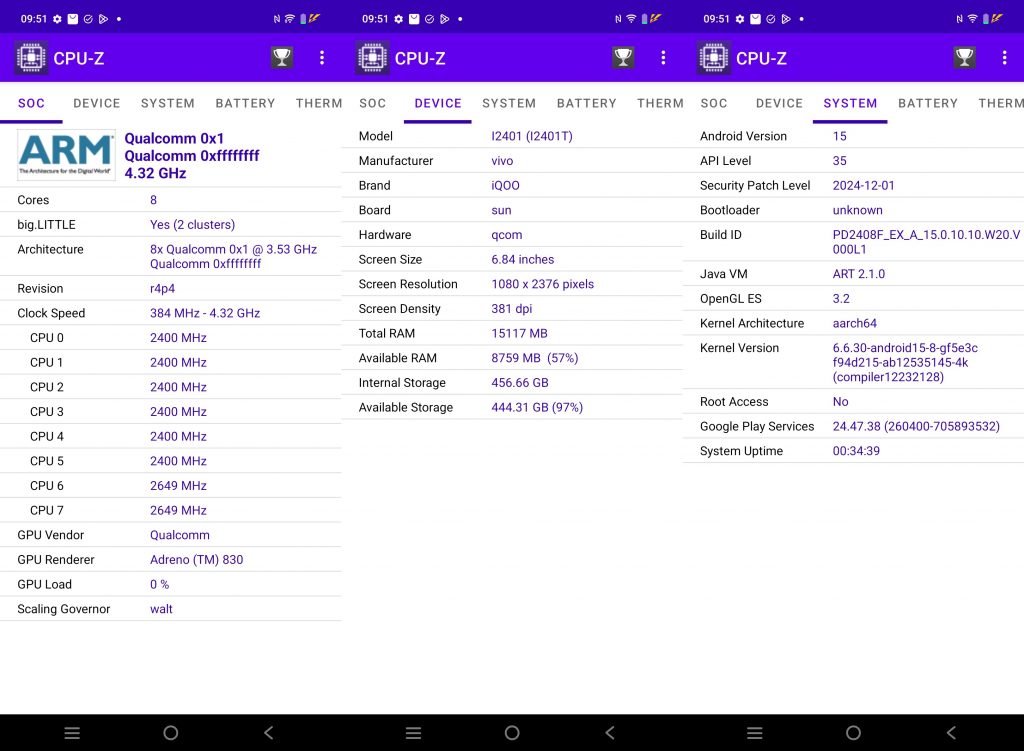 Screenshot CPU-Z iQOO 13