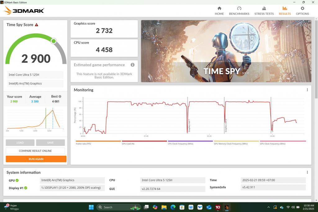 Screenshot 3DMark Honor MagicBook Art 14