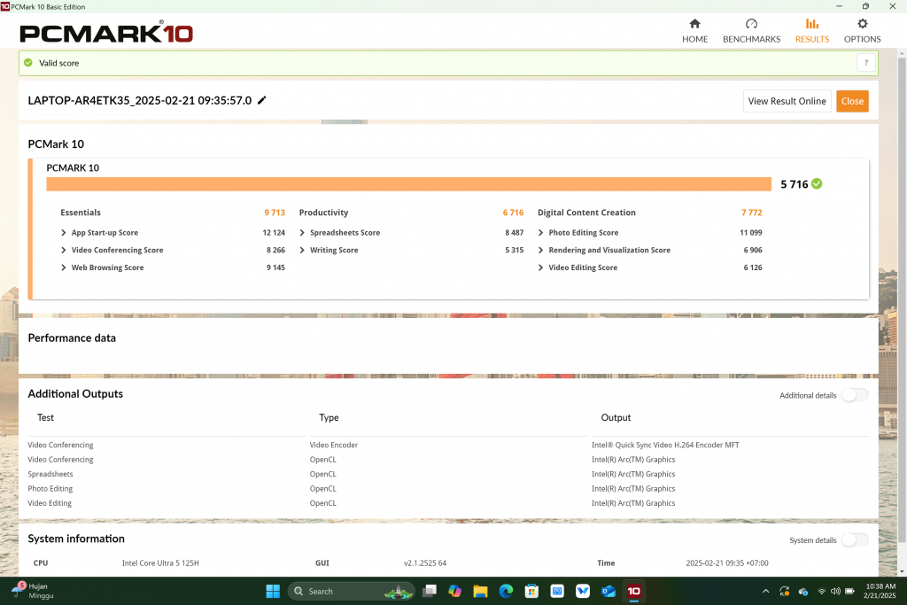 Screenshot PCMark 10 Honor MagicBook Art 14