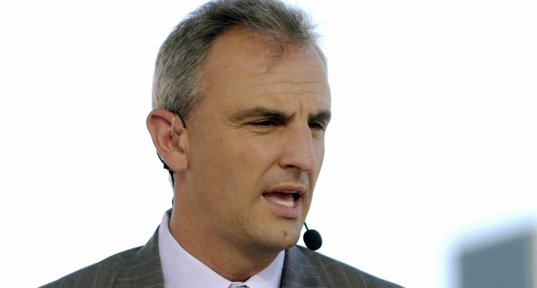 Trey Wingo of ESPN comments during Class of 2008 Pro Football Hall of Fame Enshrinement Ceremonies at Fawcett Stadium on August 2, 2008 in Canton, Ohio.
