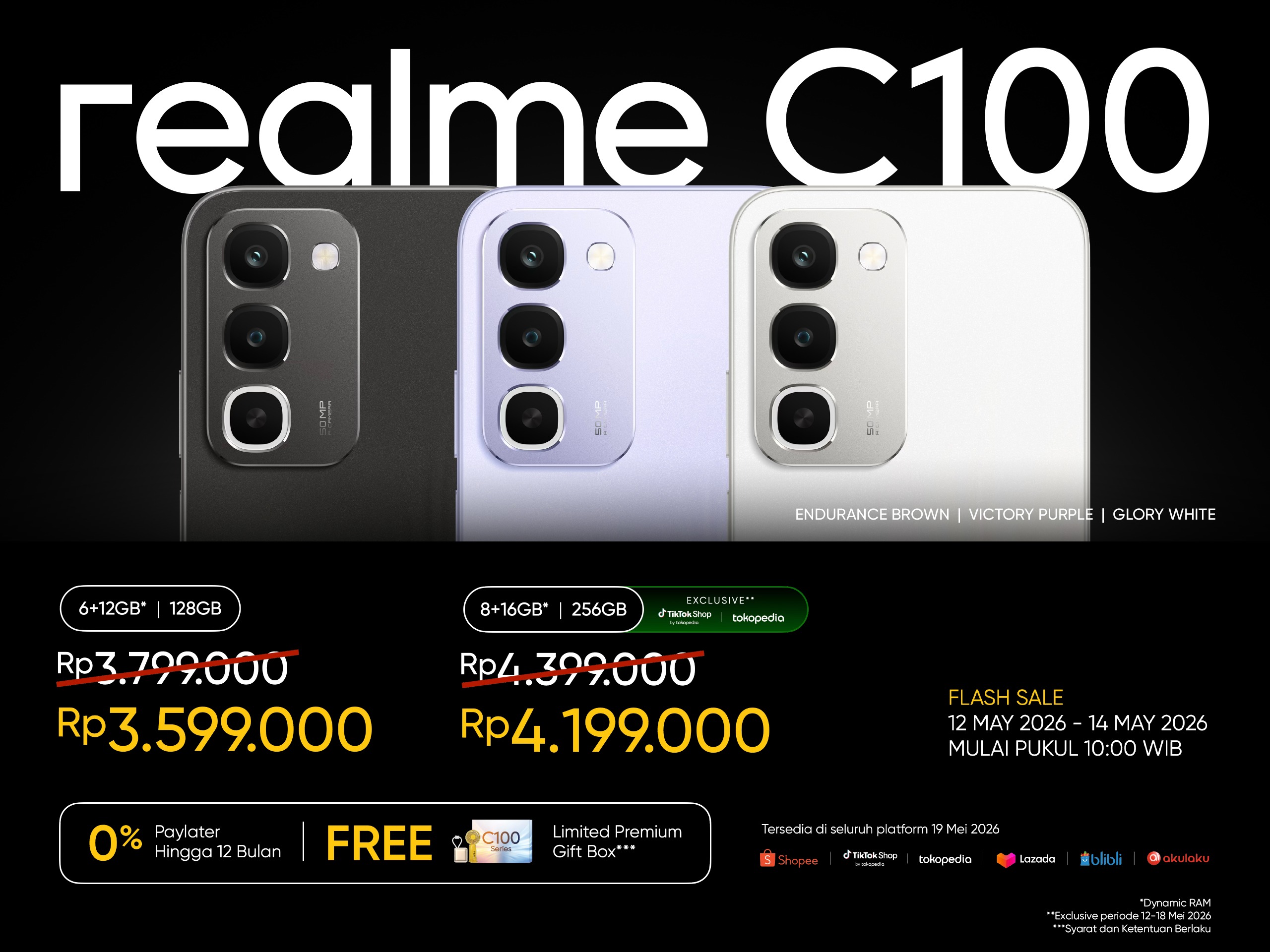 Content image for article: realme C100 Series Resmi di Indonesia, Baterai 8000mAh Terjangkau