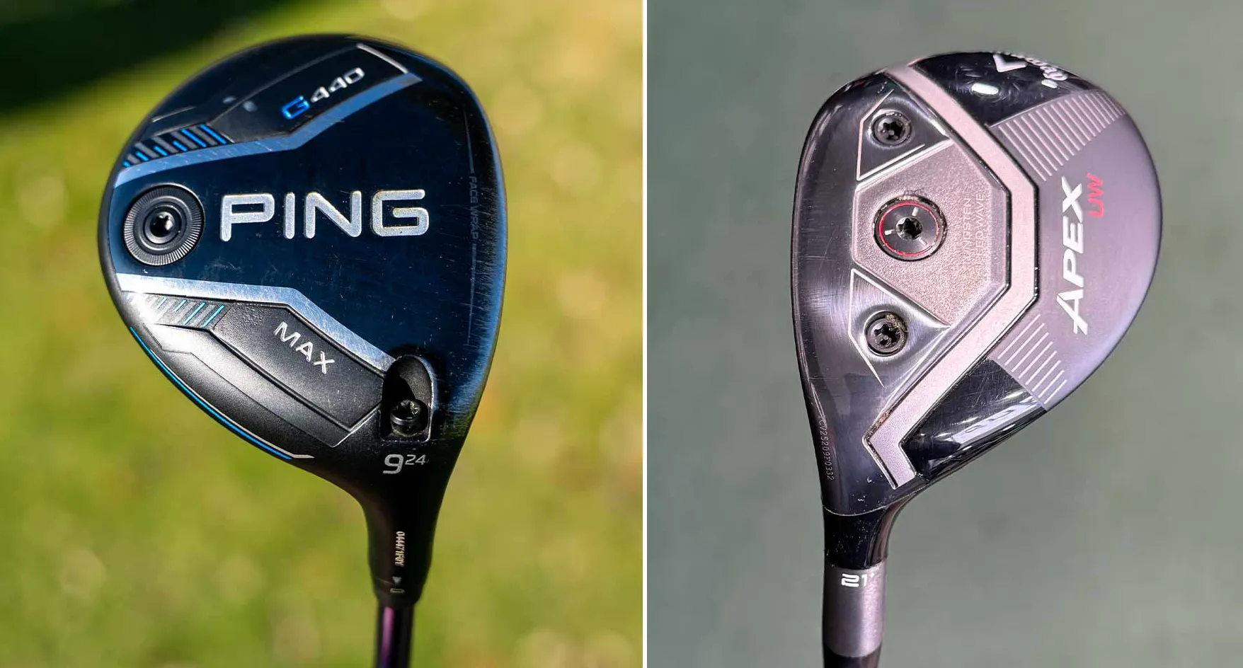 A Ping G440 Max 9-wood and Callaway Apex UW.
