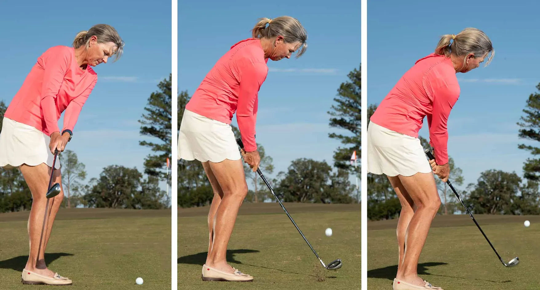 Kellie Stenzel, a GOLF Top 100 Teacher, hits a chip