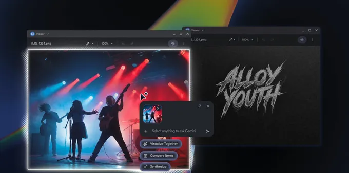 Using the Magic Pointer feature on Googlebook to visualize two images together