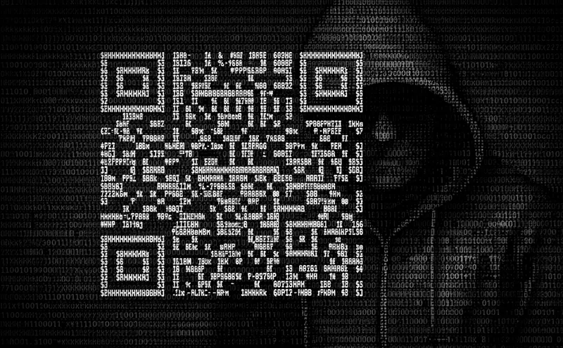 Ilustrasi kode QR yang dibentuk dari karakter teks ASCII untuk phishing