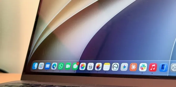 Close-up shot of a MacBook Pro running macOS Golden Gate