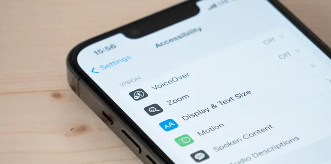 An iPhone on the Accessibility settings screen.